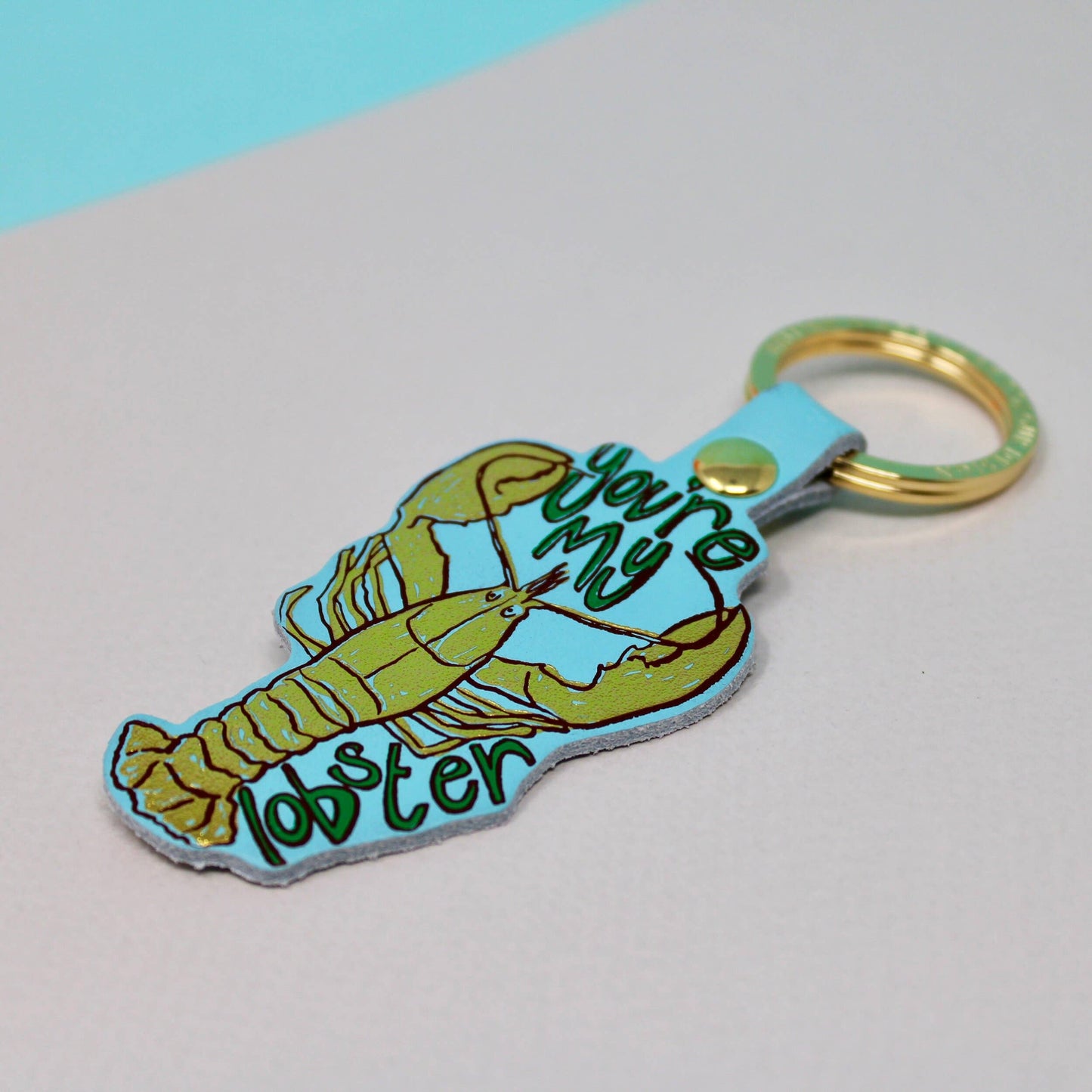 You're My Lobster Key Fob: Pale Blue