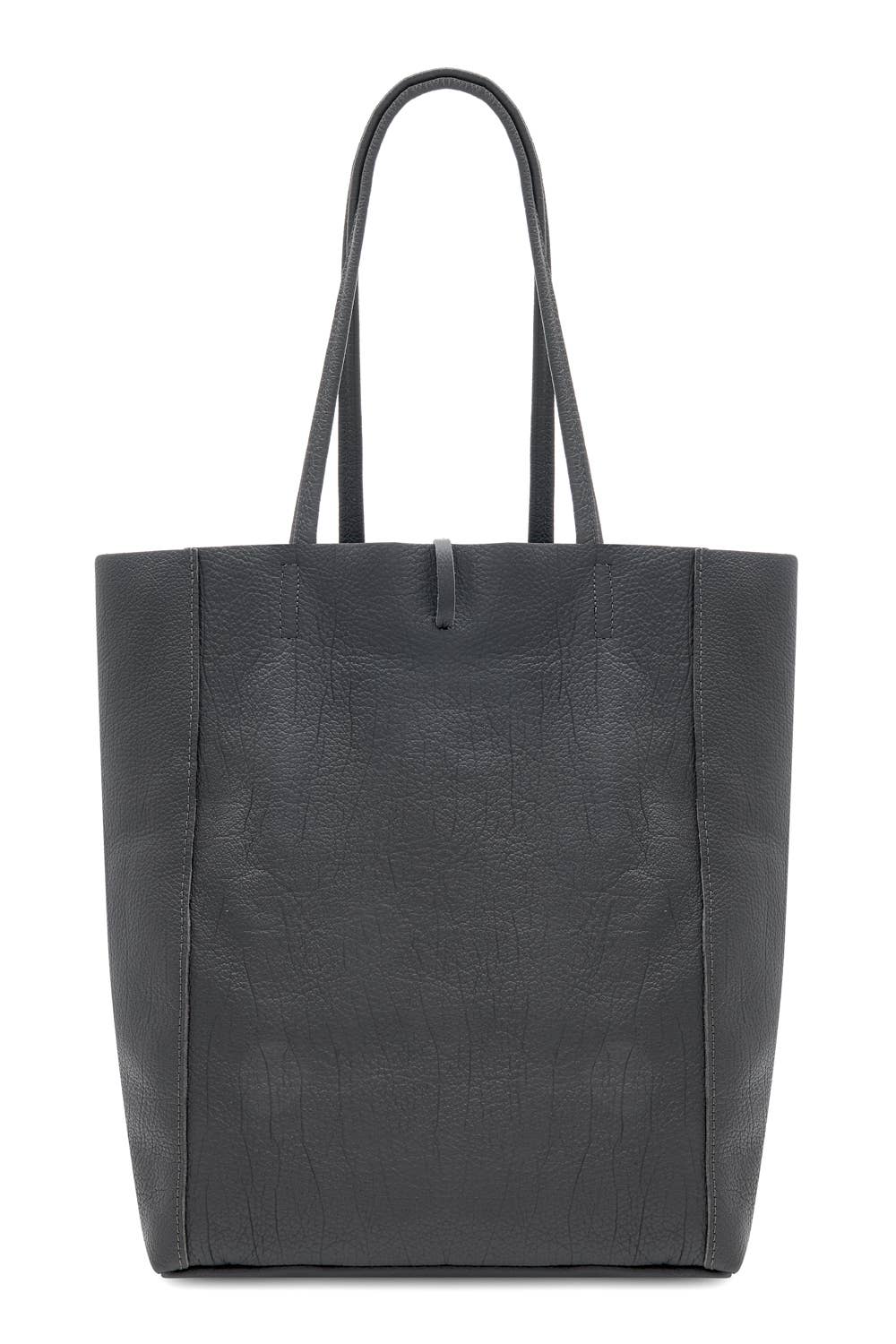 Italian Genuine Leather Large Shopper Tote Shoulder Handbag: Silver