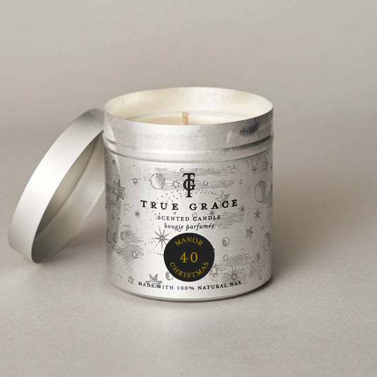 Manor Christmas Tin Candle  - Festive Scented, Natural Wax