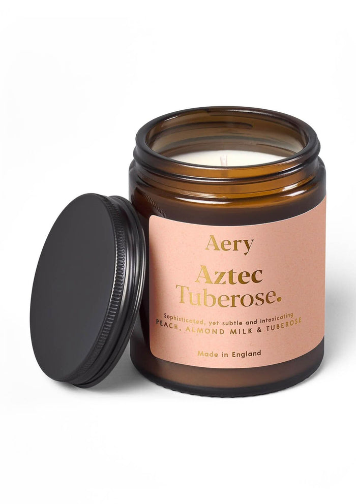 Aztec Tuberose Scented Jar Candle - Peach, Almond Milk and Tuberose 140g