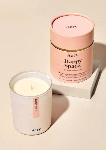 Happy Space Scented Candle - Rose Geranium and Amber