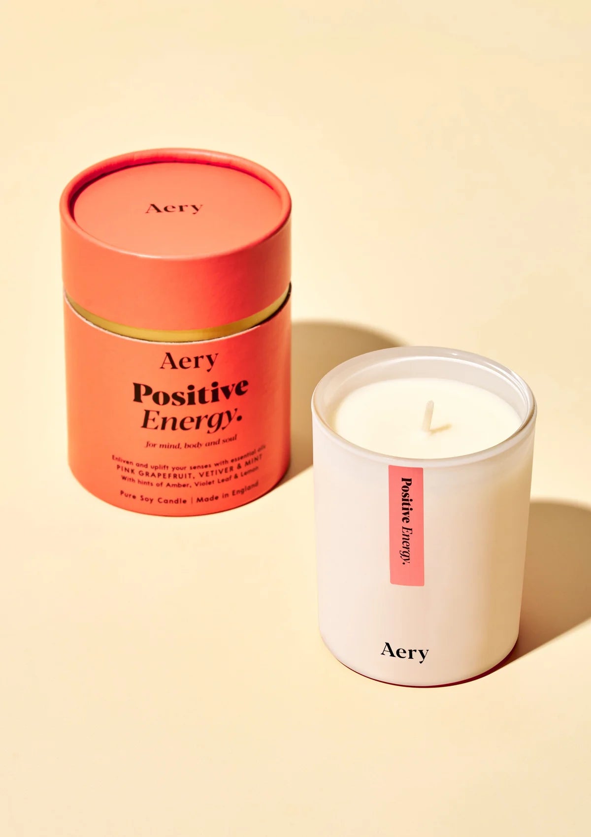 Positive Energy Scented Candle - Pink Grapefruit, Vetiver and Mint