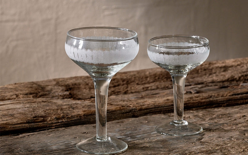 Anara Etched Champagne Glass - Clear - Single Glass
