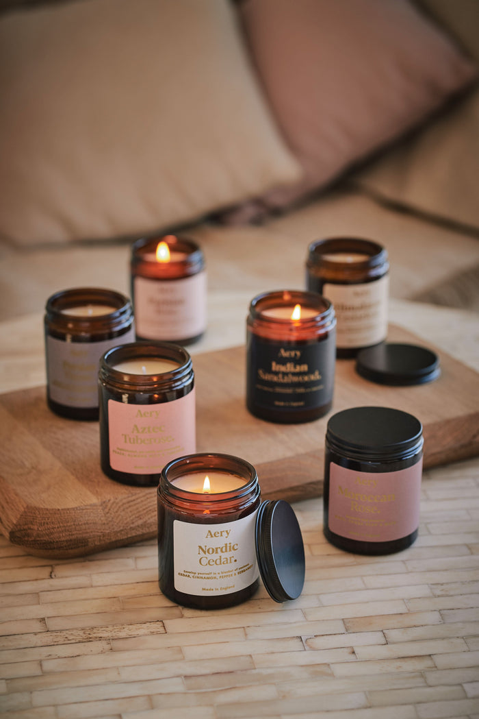 Aztec Tuberose Scented Jar Candle - Peach, Almond Milk and Tuberose 140g