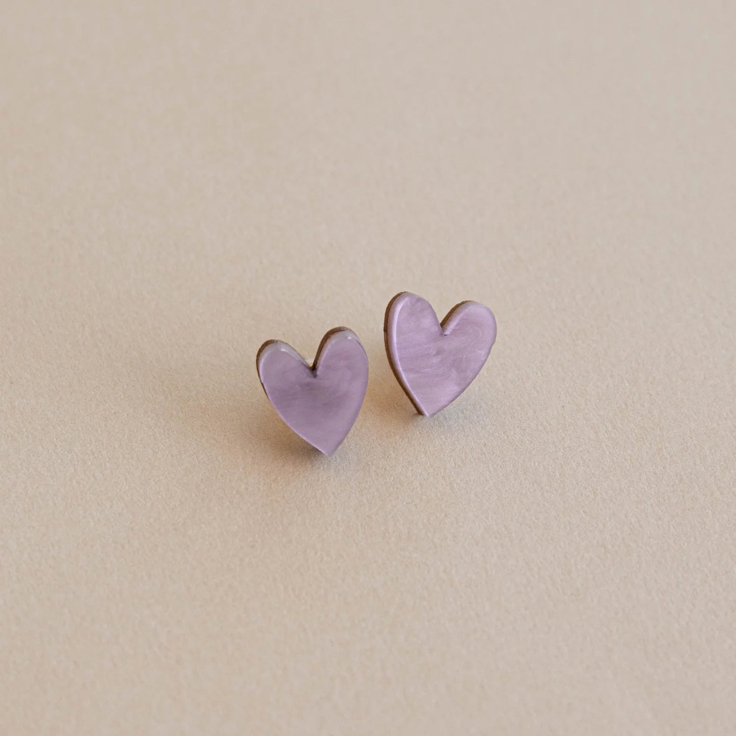 I Heart You Stud Earrings in Lilac Marble