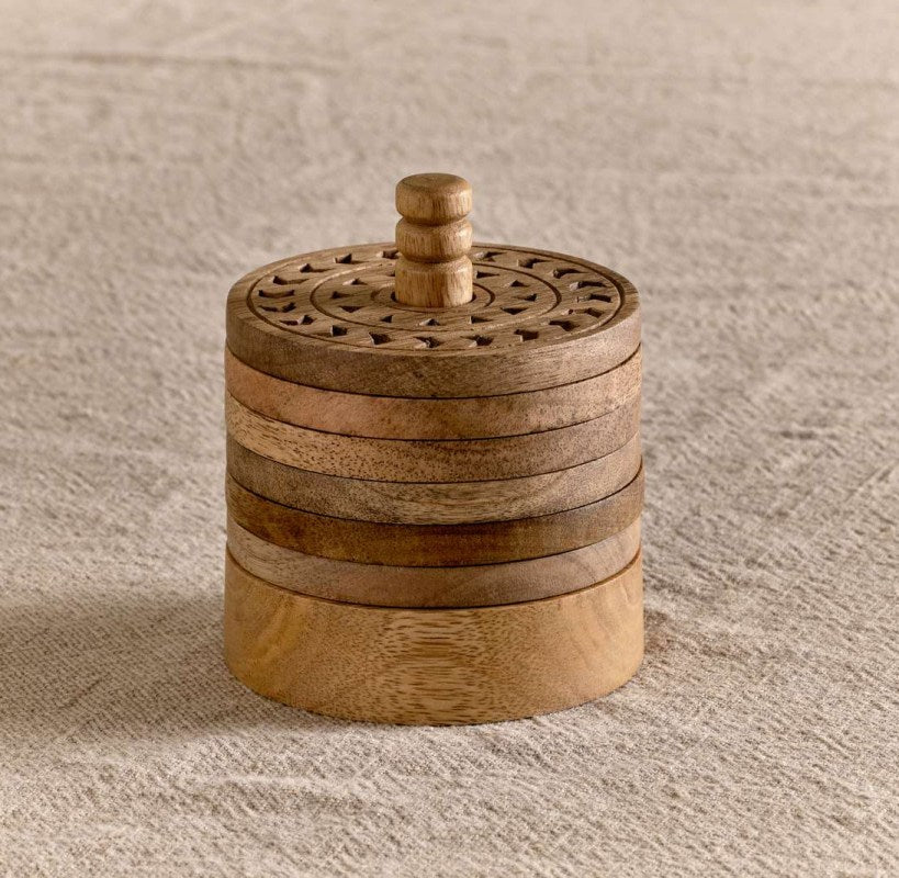 Anali Mango Wood Coasters - Natural - Set of 6