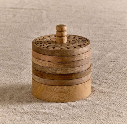 Anali Mango Wood Coasters - Natural - Set of 6