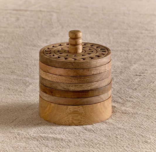 Anali Mango Wood Coasters - Natural - Set of 6