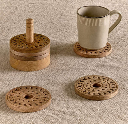 Anali Mango Wood Coasters - Natural - Set of 6