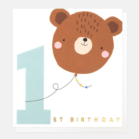 1 Bear Ballon 1st Birthday Card