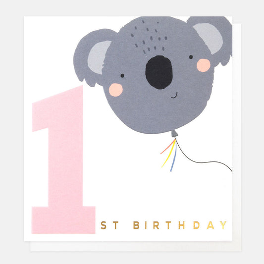 1 Koala Balloon 1st Birthday Card