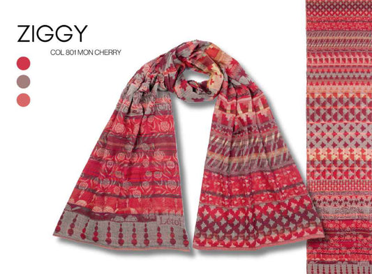 French Jacquard Scarf  - Ziggy Mon Cherry