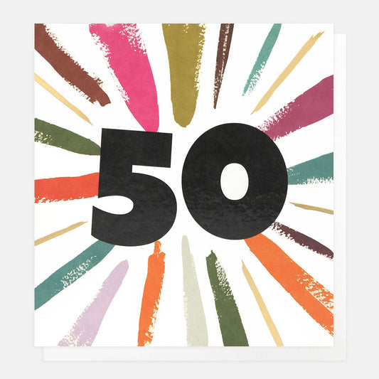 Colour Burst 50th Birthday Card
