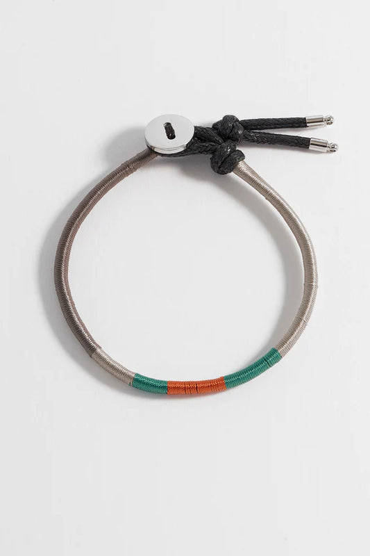 Thread Woven Bracelet - Black, Green, Grey And Orange