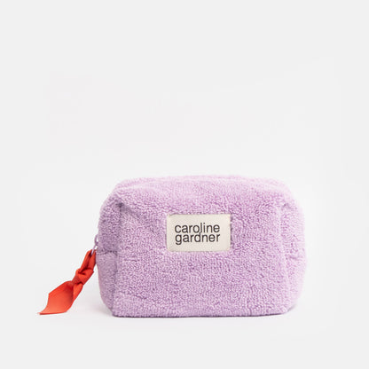Lilac Towelling Mini Cube Cosmetic Bag