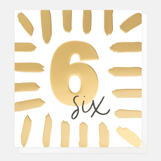 Gold Brushstrokes 6th Birthday Card