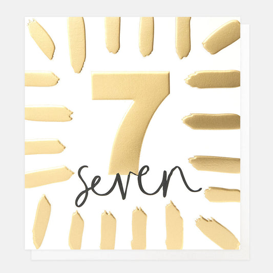 Gold Brushstrokes 7th Birthday Card