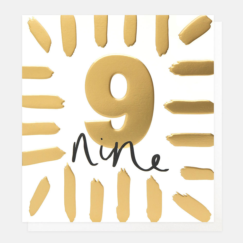 Gold Brushstrokes 9th Birthday Card