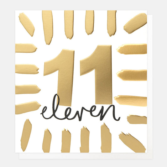 Gold Brushstrokes 11th Birthday Card