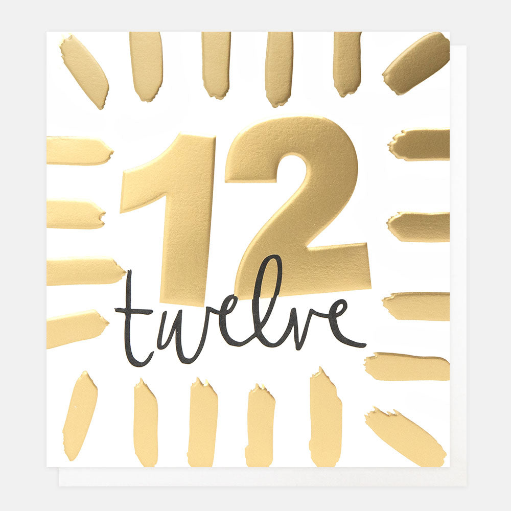 Gold Brushstrokes 12th Birthday Card