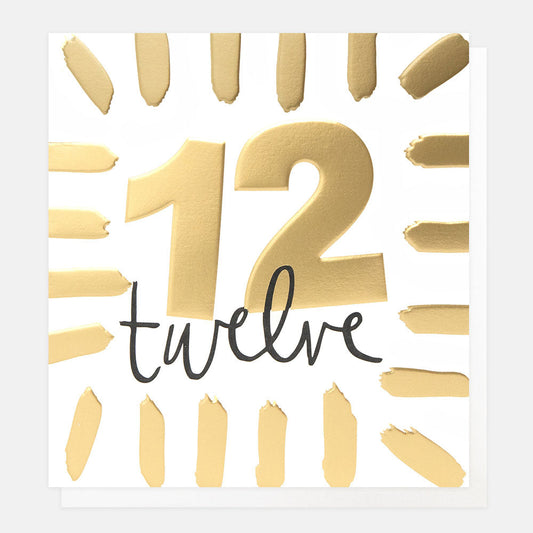 Gold Brushstrokes 12th Birthday Card