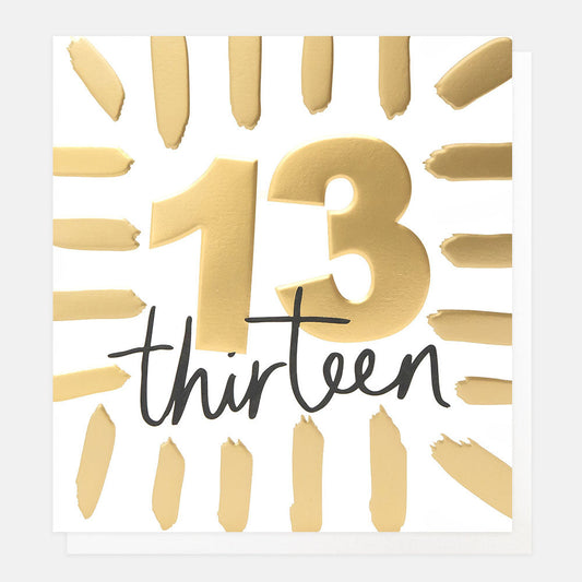 Gold Brushstrokes 13th Birthday Card