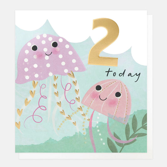 Pink Jellyfish 2nd Birthday Card