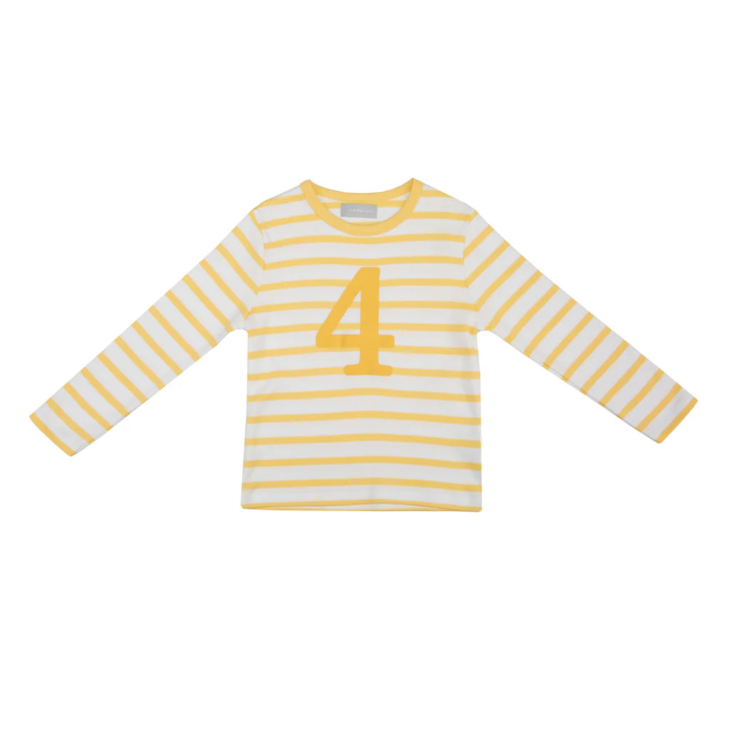 Age 4 Buttercup and White Breton Striped Grey T-Shirt