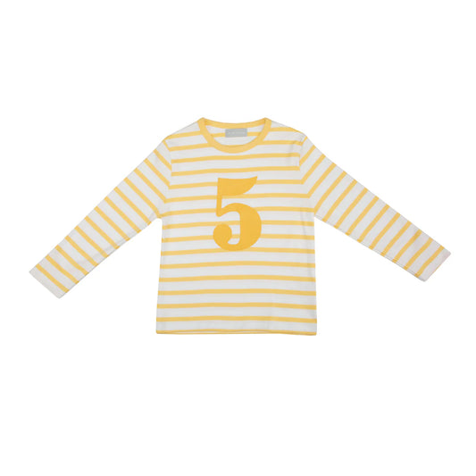 Age 5 Buttercup and White Breton Striped Grey T-Shirt