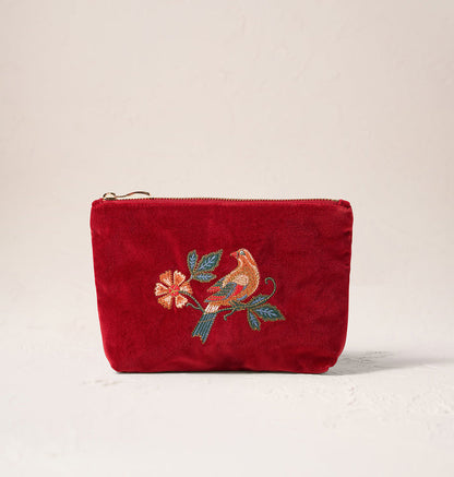 Botanical Birds Mini Pouch - Rouge