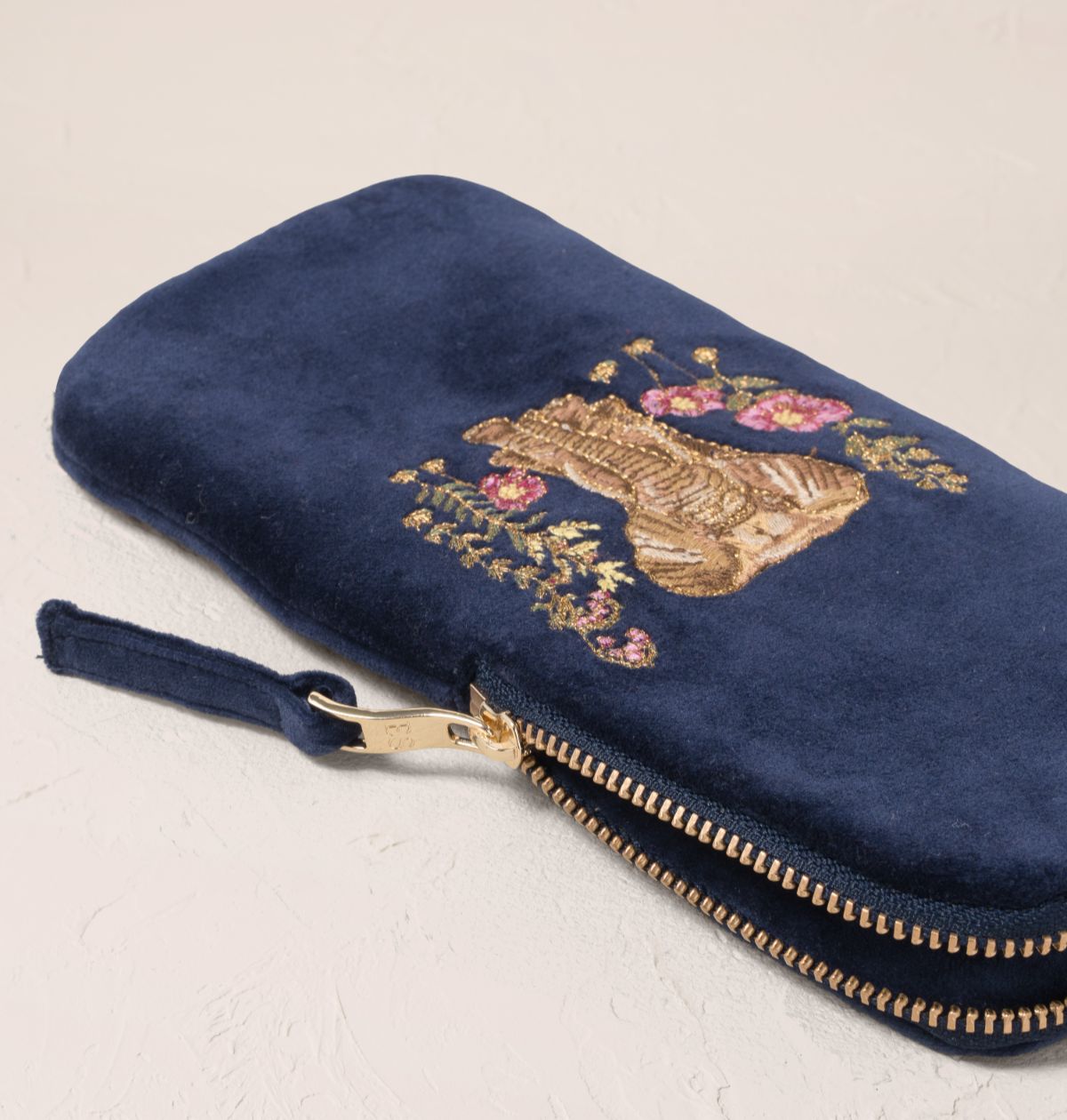 Botanical Elephant Glasses Case - Navy Velvet