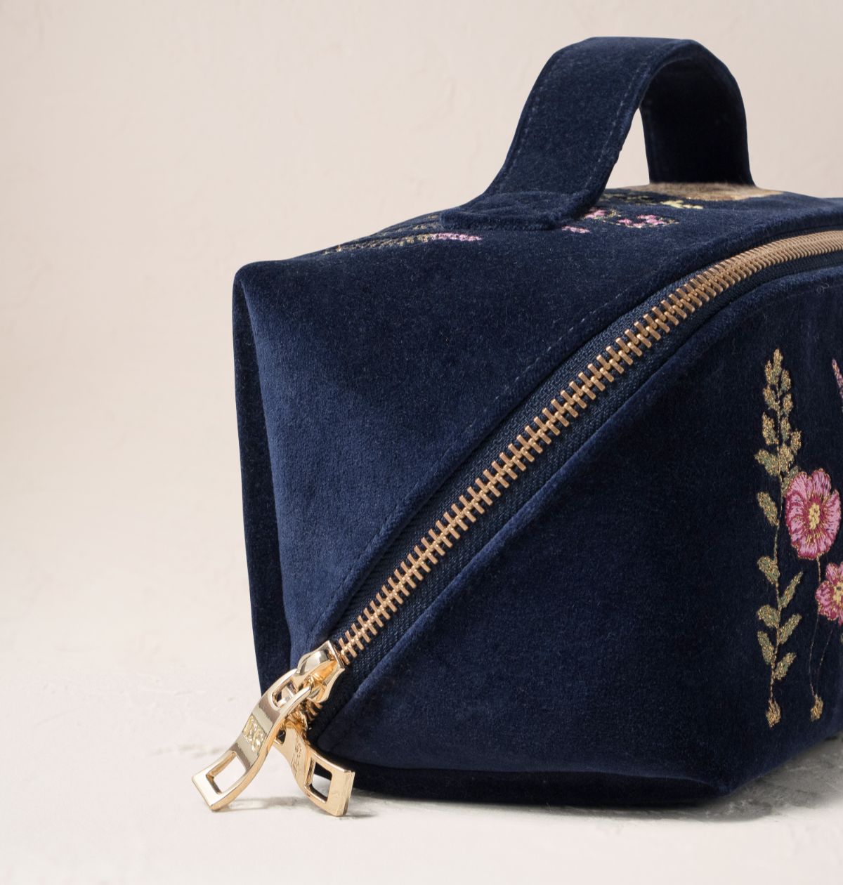 Botanical Elephant Open Flat Makeup Bag - Navy Velvet