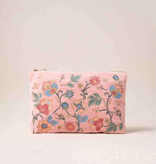 Botanical Garden Everyday Pouch - Pale Pink Velvet