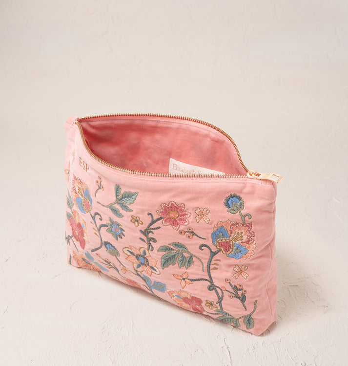 Botanical Garden Everyday Pouch - Pale Pink Velvet