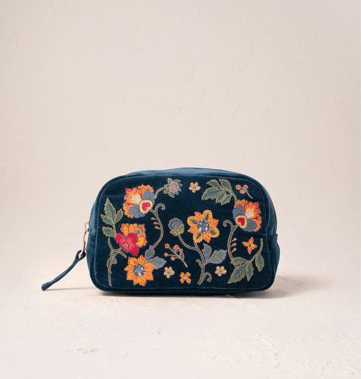 Botanical Garden Makeup Bag - Ink Blue