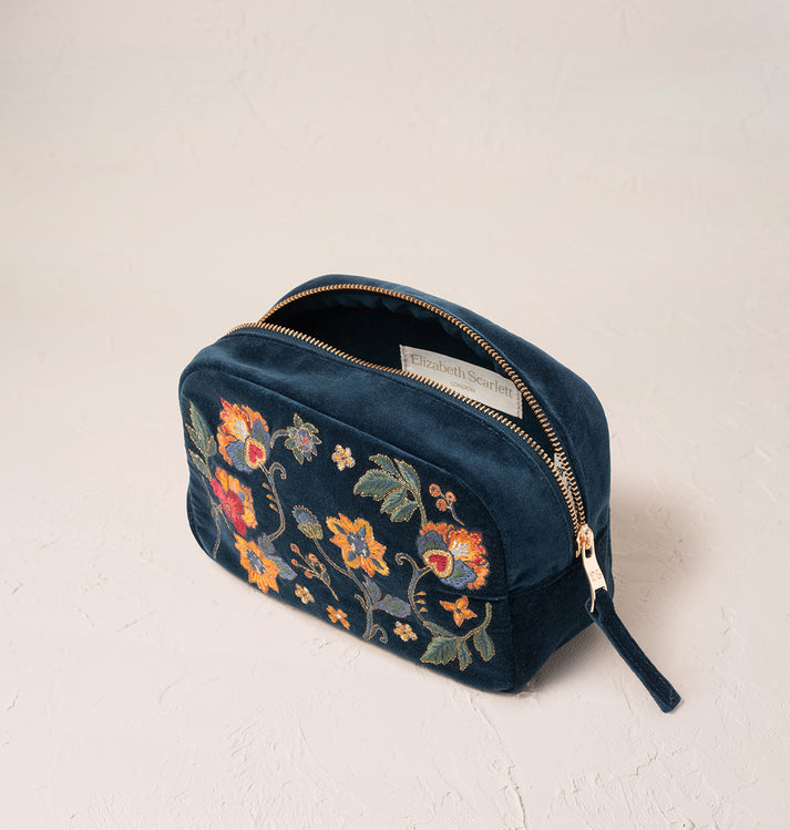 Botanical Garden Makeup Bag - Ink Blue