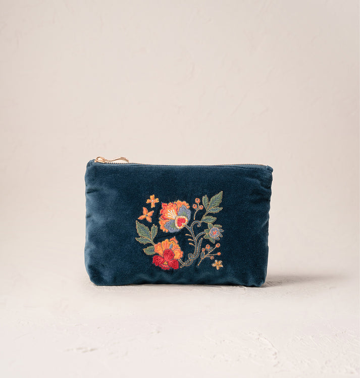 Botanical Garden Mini Pouch - Ink Blue