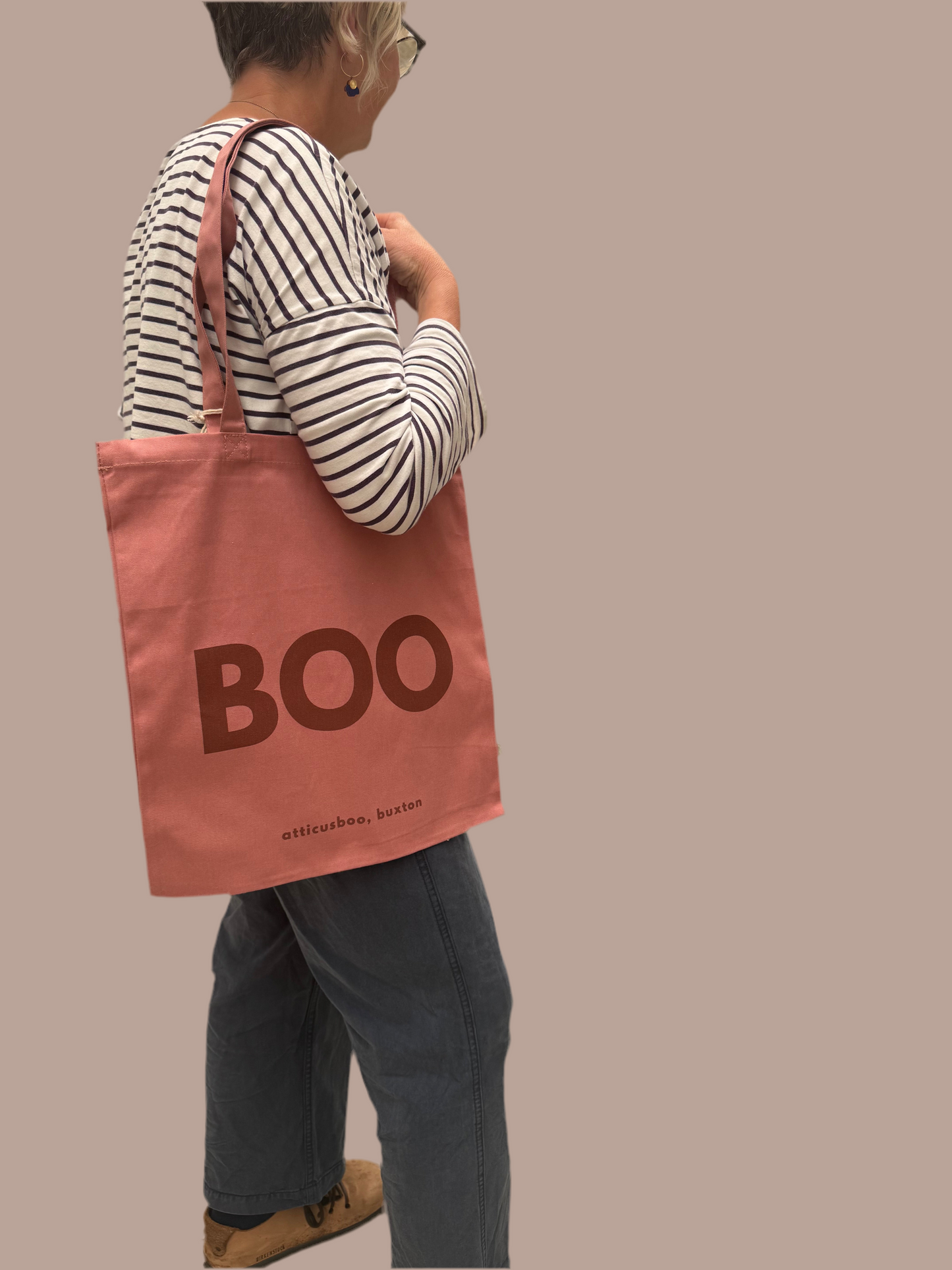 BOO tote bag - Rose on Pink