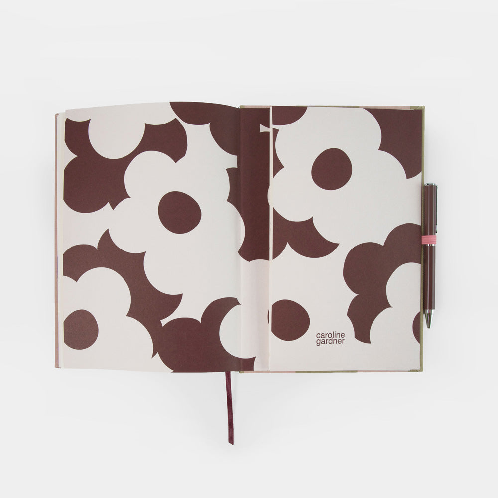Pink & Green Stripe Casebound Notebook & Pen Set
