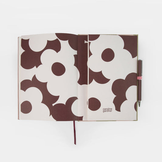 Pink & Green Stripe Casebound Notebook & Pen Set