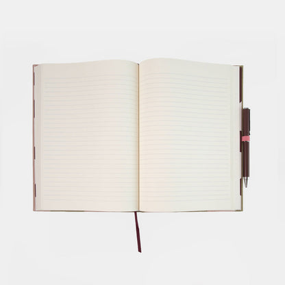 Pink & Green Stripe Casebound Notebook & Pen Set