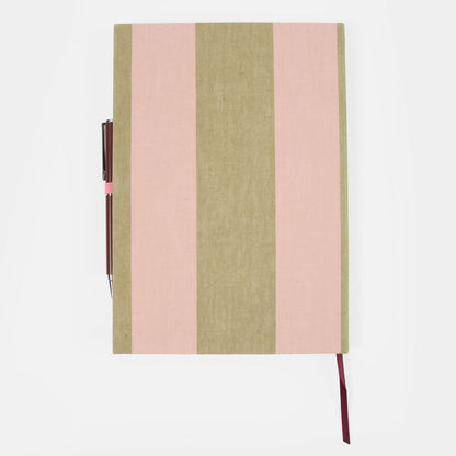 Pink & Green Stripe Casebound Notebook & Pen Set