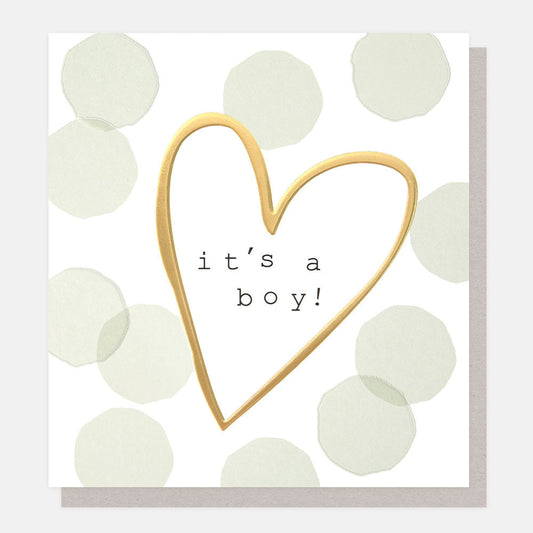 Confetti & Gold Heart New Baby Boy Card