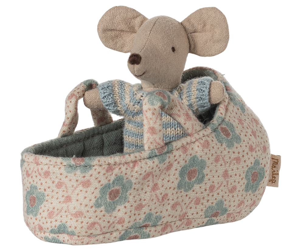 Baby Mouse in Carry Cot - Blue