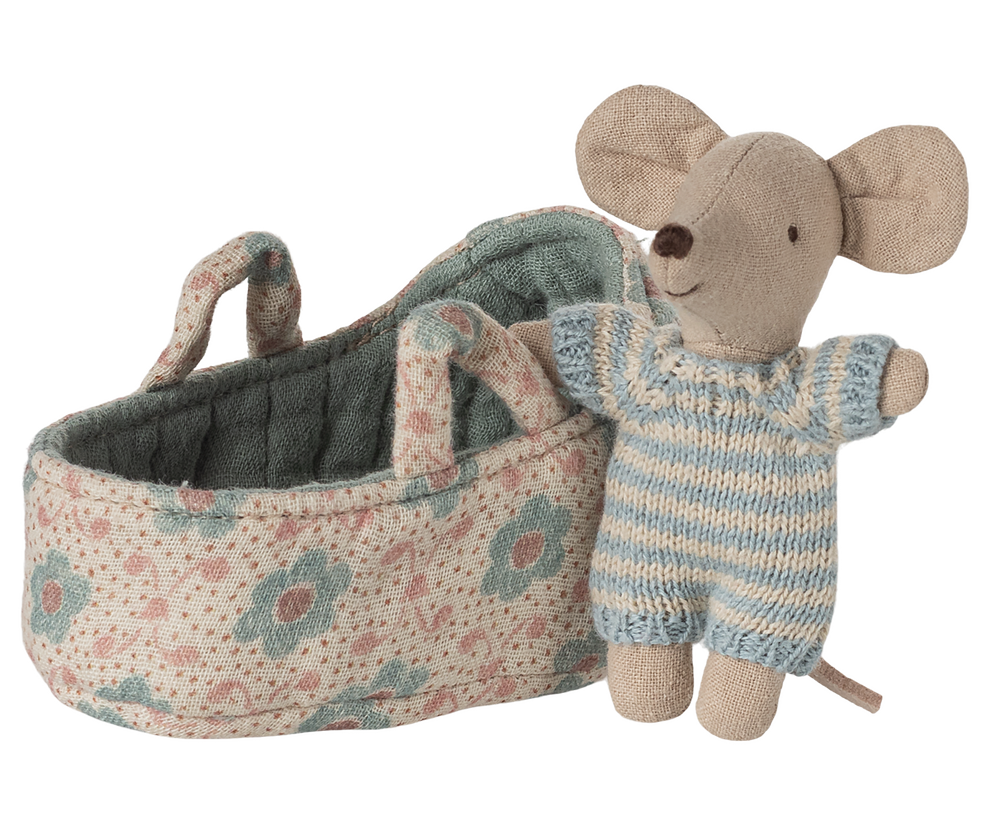 Baby Mouse in Carry Cot - Blue