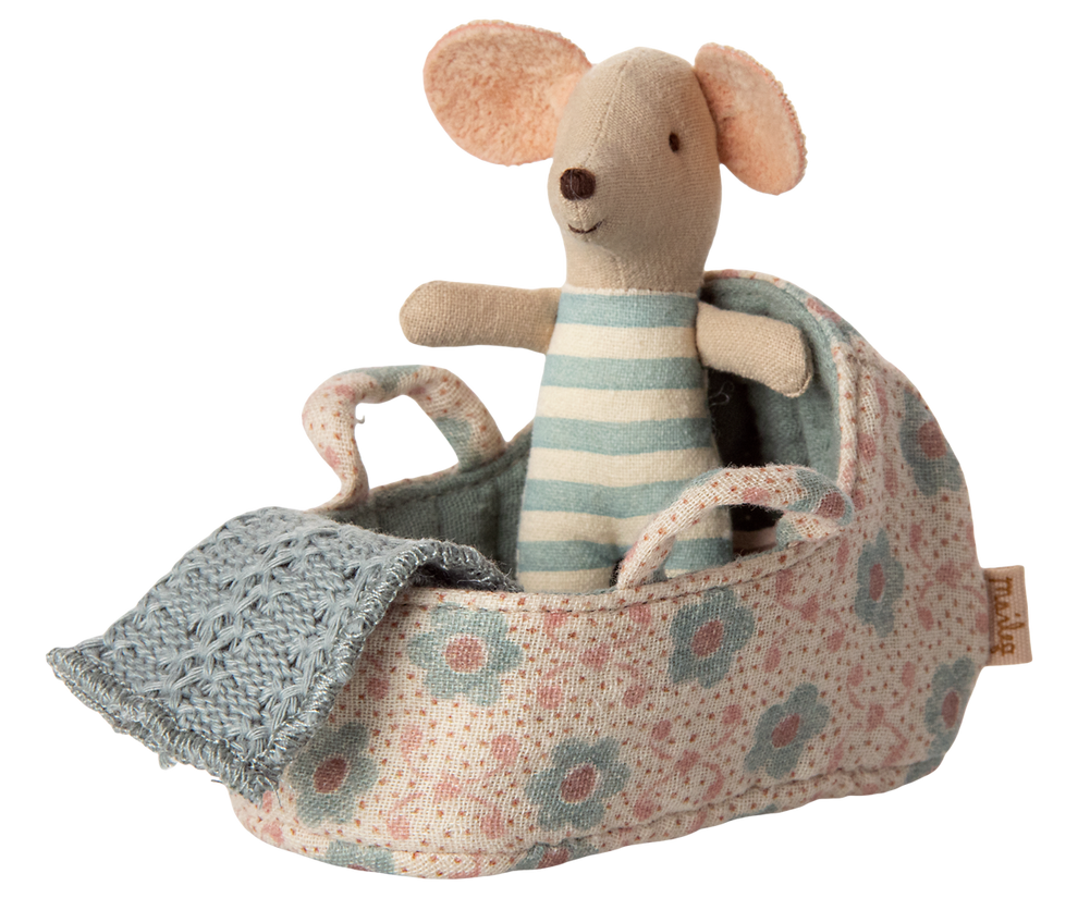 Carry Cot, Baby Mouse - Blue