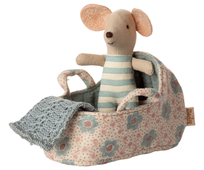 Carry Cot, Baby Mouse - Blue
