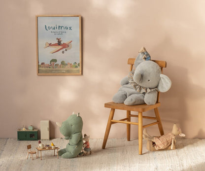 Elephant Plush, Big - Blue/Grey