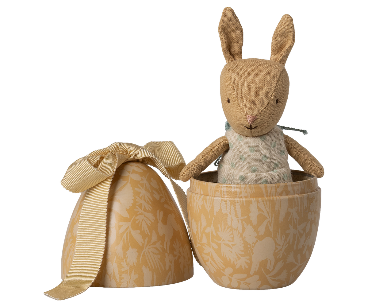Easter egg with Micro Rabbit ornament - small - Cream Yellow