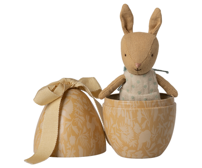 Easter egg with Micro Rabbit ornament - small - Cream Yellow